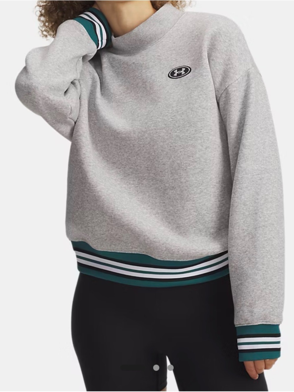 Under Armour Women's Gray Crewneck Sweatshirt with Striped Trim